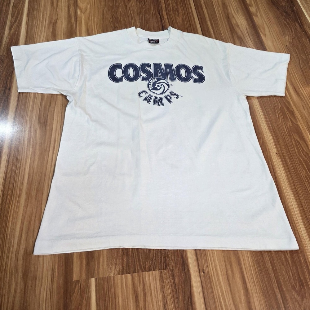 Vintage Cosmos Camps Shirt Mens Large White Fruit Of The Loom Soccer Tee 90s
